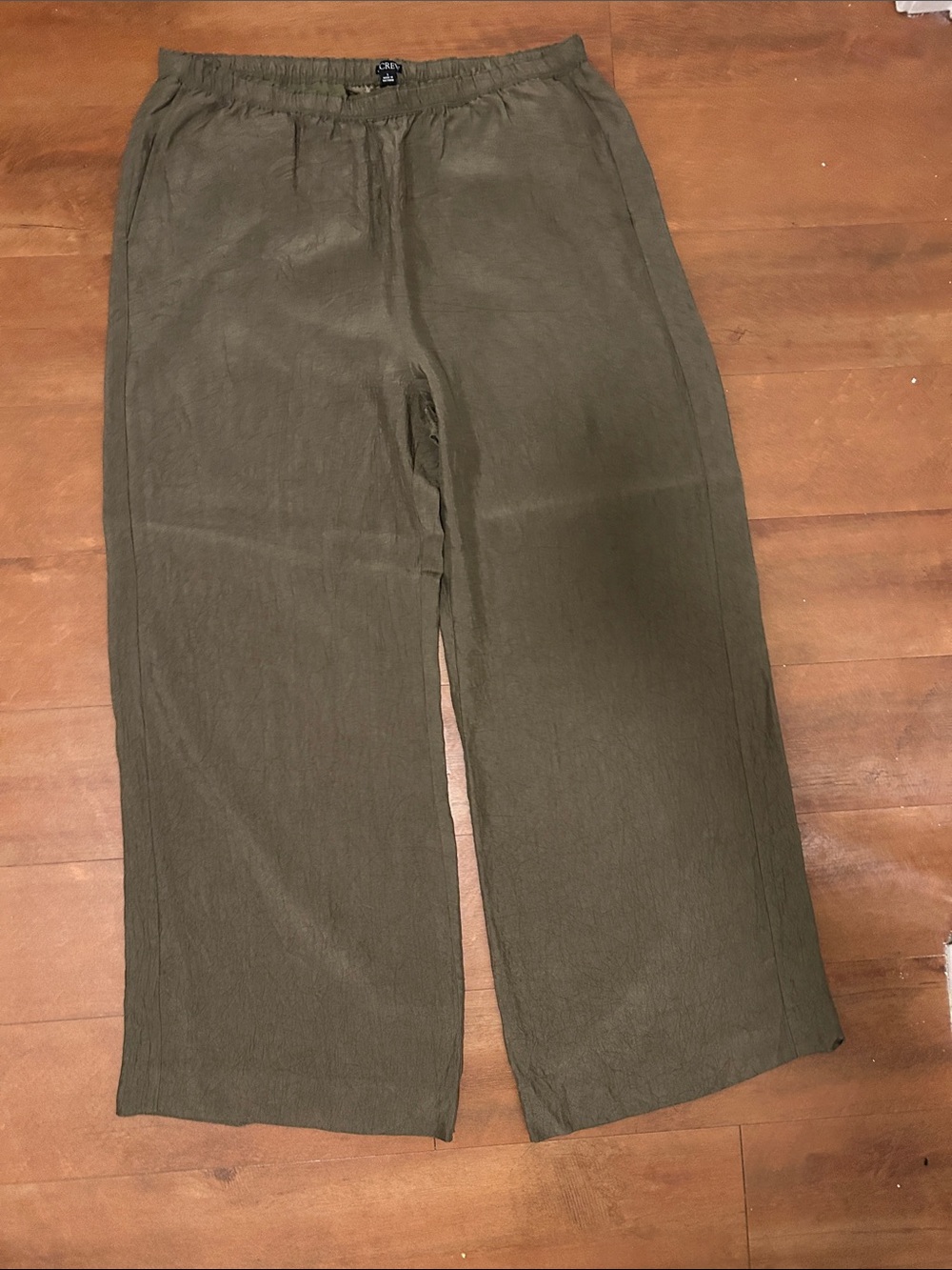 J. Crew Olive Wide-Leg Linen Blend Cosmo Pants